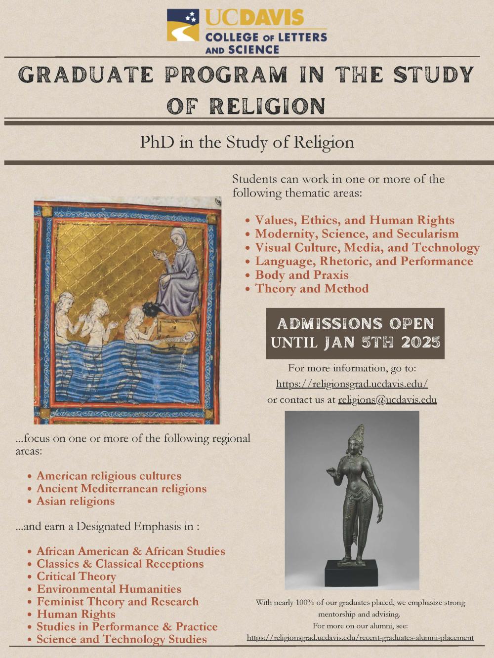 A flyer for the graduate program, the information is written out above.